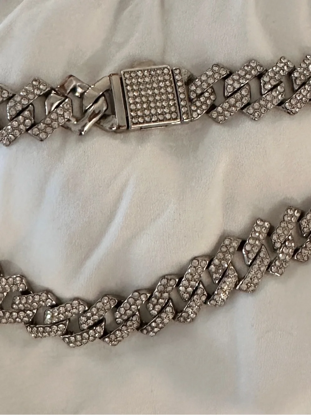 Silver Paved Cuban Link Chain dog chain